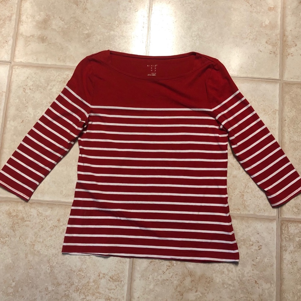 Red and White Striped Top